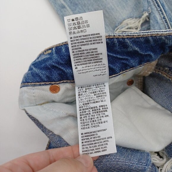 American Eagle Hi-Rise Tomgirl Embroidered Distressed Jean Medium Wash Women's 2 - Picture 9 of 12